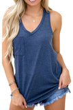 V Neck Racerback Tank Top with Pocket