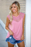 Lace Neckline Tank Top