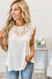 Lace Neckline Tank Top