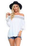 Off-the-Shoulder Stripe Smocked Elastic Top