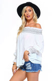 Off-the-Shoulder Stripe Smocked Elastic Top