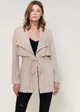 Oversized Lapel Jacket with Tie, Taupe