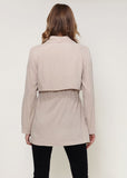 Oversized Lapel Jacket with Tie, Taupe