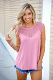 Lace Neckline Tank Top